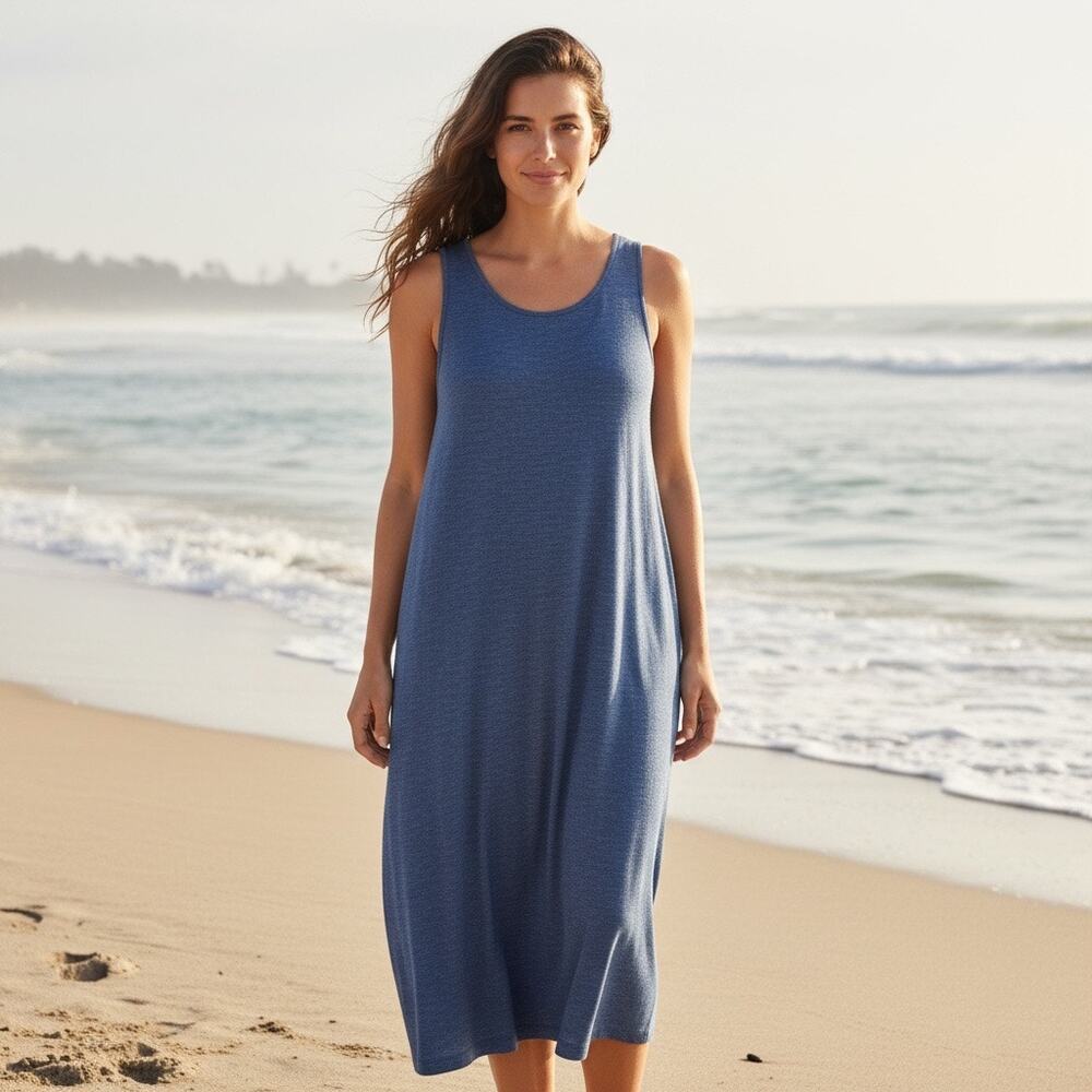 Wool& Merino Wool Tencel Long Midi Dress Pockets